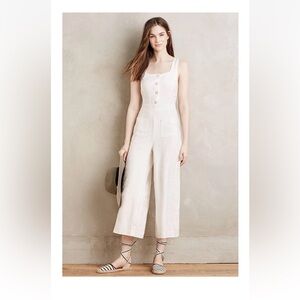 Anthropologie Neutral Territory Linen Jumpsuit